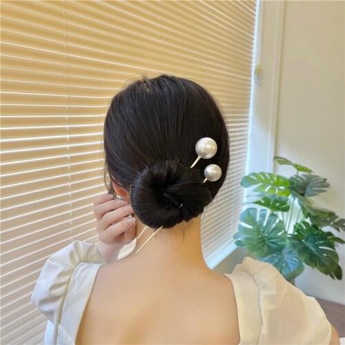 Daiy Simple Big Pearl Chopsticks Hair Accessories Metal Temperament Hair Stick