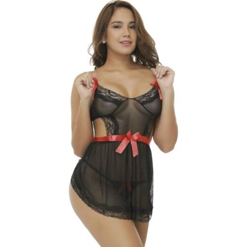 See Through Suspender Skirt Women Pajama Set Sexy Lace Lingerie Transparent Erotic Underwear Ladies Panties Halter Backless Top