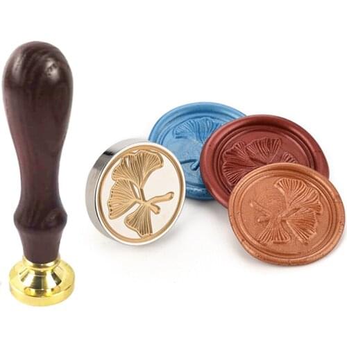 WYSE Stamp Head Of 3 Ginkgo Leaves Sealing Stamps Retro Metal Stamp Wax Seal Stamp Wedding Decorative Sealing Stamp Wax Seals