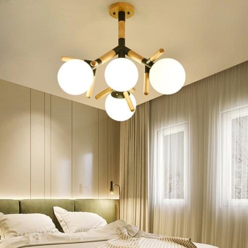 Modern tree branch chandelier E27 glass molecular lamp Nordic iron For Living Room Wooden lighting kitchen hallway chandelier