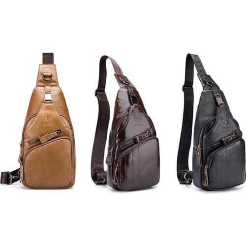 BULLCAPTAIN Genuine Leather Mens Messenger Bag Casual Bag Crossbody Bag Shoulder Bag Mens Bag Mens Shoulder Bag Mens Shape