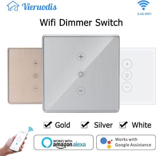 Gold/Silver Led Dimmer Wifi Switch Smart Life/Tuya Touch Control Stepless 400W With Bulb Compatible Works Alexa Google Assistant