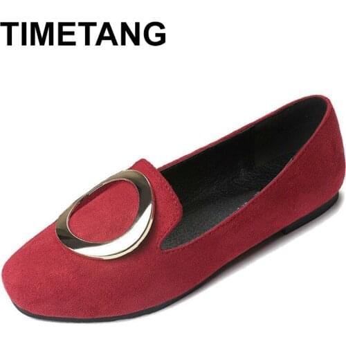 TIMETANGAutumn Womens Shoes Big Size Flat Shoes Woman Square Toe Casual Flats For Ladies All Matched Black Spring Ladies Shoes
