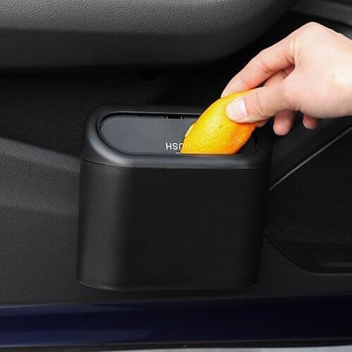 Universal Hanging Car Trash Garbage Can Flip Lid Dustbin Interior Organizer Box Auto Stowing Tidying Waste Container Accessories