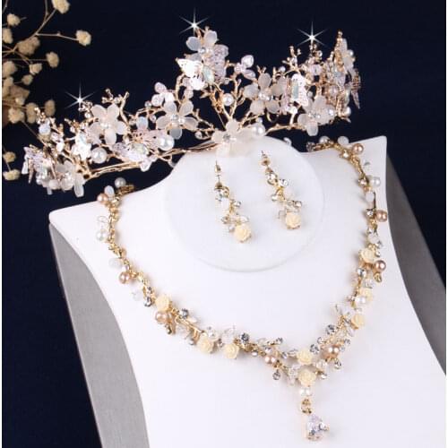 Baroque Gold Crystal Butterfly Bridal Jewelry Sets Rhinestone Tiaras Crown Choker Necklace Earrings African Beads Jewelry Set