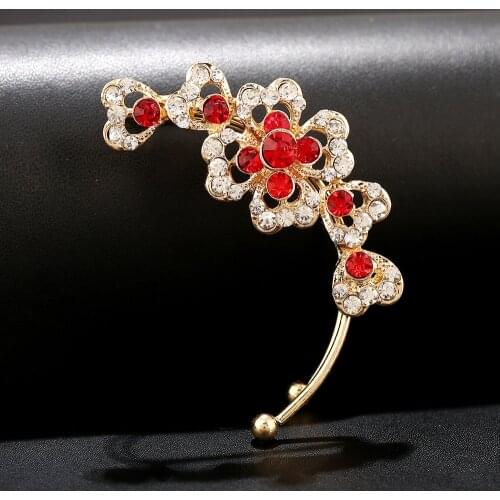 ZLDYOU Fashion Women Jewelry Left Ear Cuff Plum Blossom Crystal Heart Earcuffs Love Girl Gift Flowers Clip Earrings