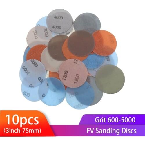 10PCS 3 Inch FV Superfine Sandpaper Wet/Dry Sanding Discs Hook Loop Auto Body Film Paint Abrasive Sand paper 600#-5000