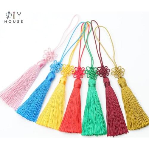 5Pcs Chinese Knots Smooth Tassel Fringe U disk Pendant DIY Craft Material Bookmark Tassel Trim Curtains Decor Tassels Ribbon