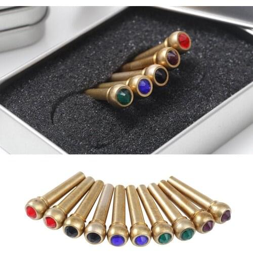 6 Pcs Brass Guitar Bridge Pins Folk Acoustic Classical Guitar Solid String Cone Wooden Guitarra Bridge Pins