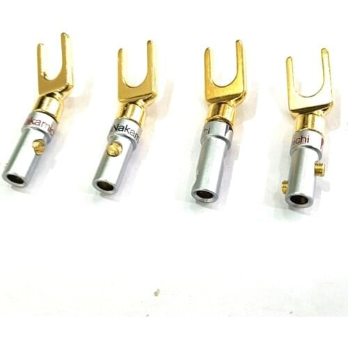 8-50pcs HIFI Brass Gold Plated U- Type Y Spade Speaker Plugs Cable Wire Audio Screw Fork Connector Adapter