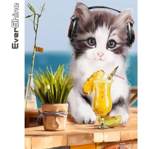 Evershine 5D DIY Diamond Embroidery Cat Animal DIY Hobby Diamond Painting Full Square Round Drill Mosaic Art Decor For Home
