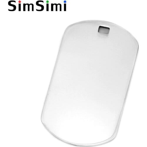 Simsimi Square Hole Dog Tag Pendants ID tags for DIY print engrave Charms both sides Mirror polish Stainless steel wholesale 10p