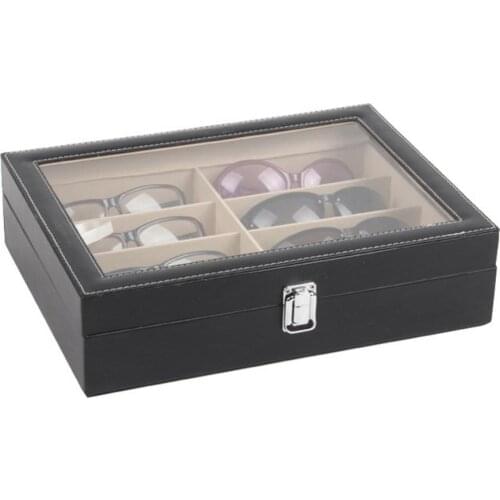 1 Pcs New Fashion Faux Leather 8-Grid Eye Glasses Case Eyewear Sunglasses Display Storage Box Holder Organizer Sunglasses Box