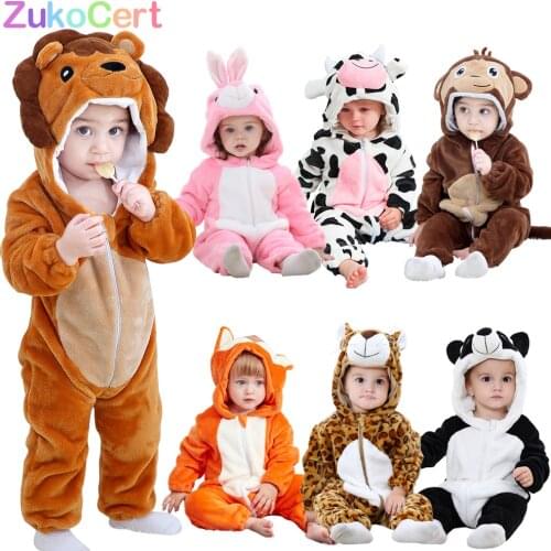 Baby Rompers Winter Flannel Rabbit Panda Costume For Girls Boys Toddler Cute Animal Jumpsuit Infant Pyjamas Overalls ropa bebes