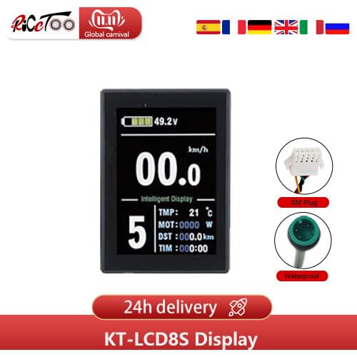 KT Electric Bike 24V 36V 48V Colourl Intelligent LCD8S Display Ebike Kunteng Control Panel SM Waterproof Accessories