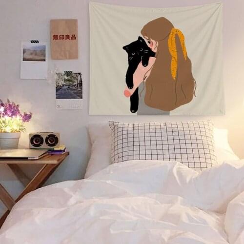 Ins Korean Cute Sweet Girl Pattern Printed Tapestry Wall Hanging Home Decor Living Room Background Wall Decorative Tapiz 73*95cm