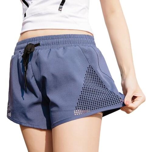 Short Sports Pants Summer Quick-Drying Womens Running Fitness High Waist Yoga Shorts Hollow Pants jlrr