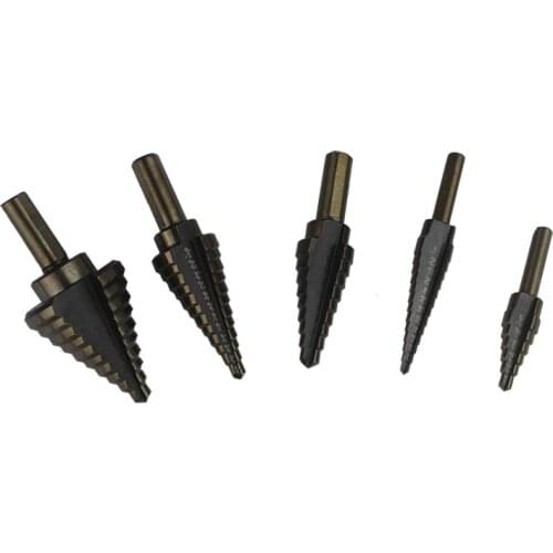 5pcs/Set HSS COBALT MULTIPLE HOLE 50 Sizes STEP DRILL BIT SET With Aluminum Case Arrival