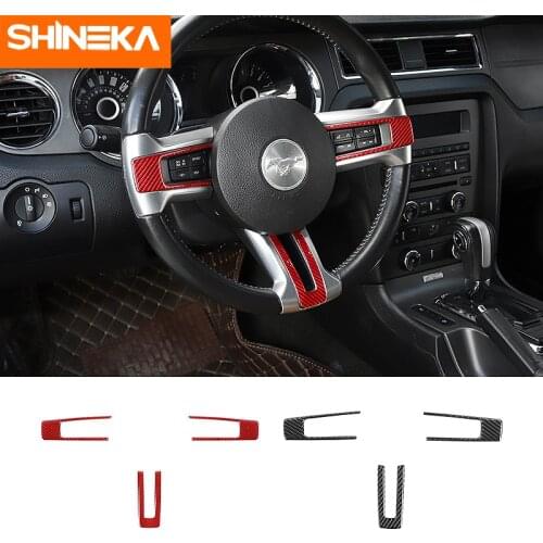 SHINEKA Carbon Fiber Sticker For Ford Mustang Car Interior Steering Wheel Decoration Cover Accessories For Ford Mustang2009-2013