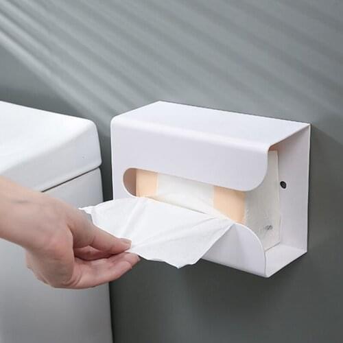Wall Mounted Self Plastic Tissue Box Wet Tissue Holder Baby Wipes Paper Storage Box Paper Towel Dispenser Home Napkin Organizer