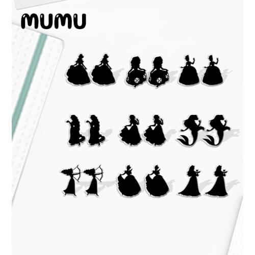 2021 New Ariel Belle Jasmine Silhouette Stud Earring Princess Epoxy Jewelry Resin Acrylic Earrings Handmade Gifts Fans