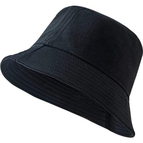 Black White Solid Bucket Hat Unisex Bob Caps Hip Hop Gorros Men women Summer Panama Cap Beach Sun Fishing boonie Hat
