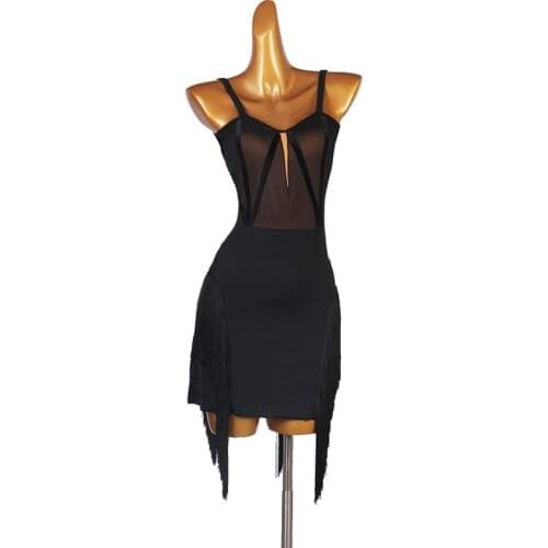 Custom made Adult Women Latin Dance Dress For Woman Tassel Fringe Ballroom Salsa Tango Dance National Standard Practice Costumes