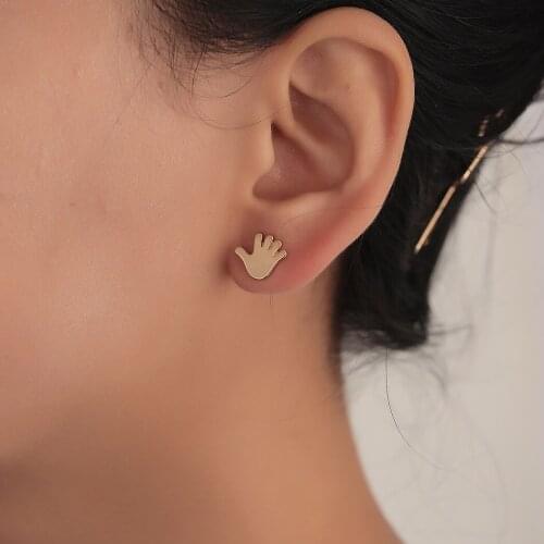 Cute Say Hello Goodbye Hand Gesture Earrings for Girls Women Simple Hand Stud Lovely Party Daily Wear Jewerly Gift