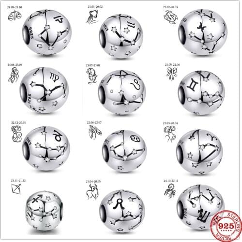 Hot sale 100% 925 Sterling Silver Constellation Charm Fit Original Pandora Bracelet Making DIY Fashion Jewelry For Women