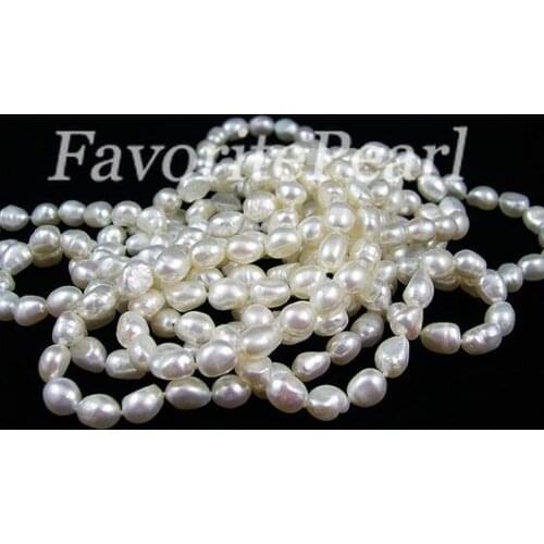 New Perfect Favorite Pearl Necklace 100 inches 7-9mm AA White Natural Baroque Freshwater Pearl Long Necklace Fine Women Jewelry