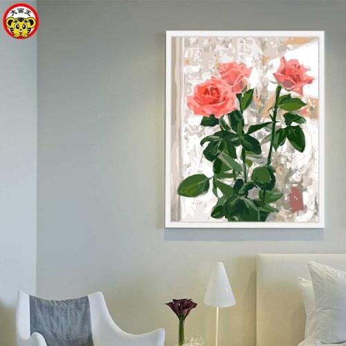Painting by numbers art paint by number Big picture king DIY diy oil European plant flower rose lily living room room restauran