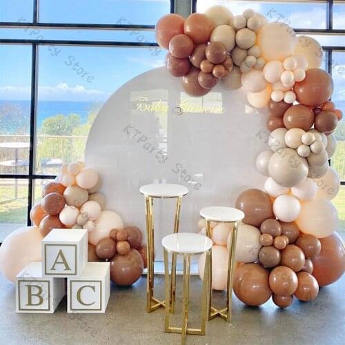 137pcs Doubled Nude Cocoa Balloon Garland Wedding Decoration Baby Shower Party Birthday Decor Double Apricot Ballon Arch Decor