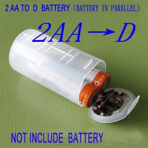 2XDouble AA battery to D battery conversion tube (2 sections in parallel) AA to D converter 1.5V battery