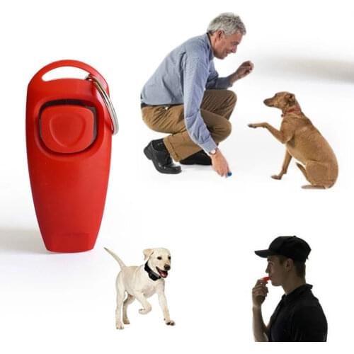 New Arrival 2 In 1 Pet Clicker Dog Training Whistle Answer Card Pet Dog Trainer Assistive Guide With Key Ring Dog Pet Supplies