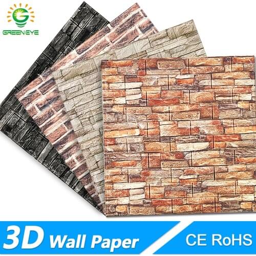 3D Wall Stickers 70*77cm 3D Brick stone pattern Self-Adhesive Wall paper Waterproof DIY 3D Brick Stone Wall Papers for Kids Room