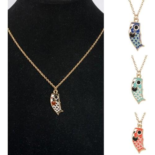 4 Colors Squid Flag Pendant Necklaces For Women Danglers Japanese Style Fashion Fish Gold Jewelry Gift for Grils Mujer Kolye