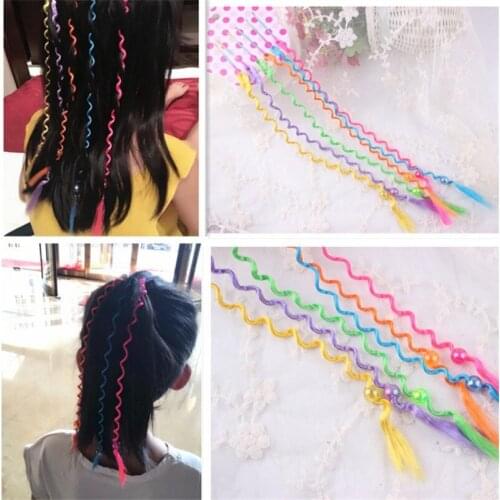 6pcs/lot Rainbow Color Pigtail Wig Hair Clips Girl Curler Hair Braid Hair Styling Tools Roller Princess Hair Accessories