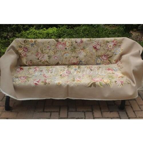 Free Shipping French Aubusson hand woven sofa and chair cover set 1:4 with arms wool and silk aubusson sofa set sand color