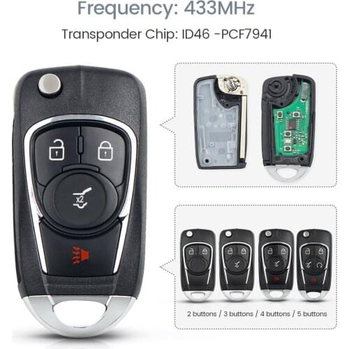 Dandkey 2/3/4 Button 433mhz ID46 Chip Modified Flip Key Shell Case For Chevrolet Cruze For VAUXHALL OPEL Insignia Astra J Zafira