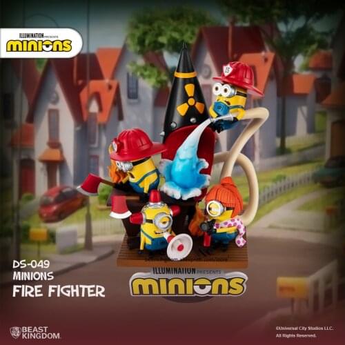 Beast kingdom Dream Featured Despicable Me Minions Fire teammate Scene Desktop Decoration Gift Figure Collection garage kit