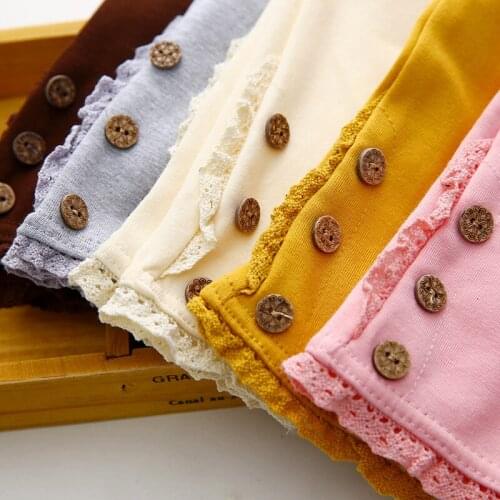 2021 Korean Girls Kids Candy Colors 3 Buttons Legging Spring Summer Child Clothing Baby Cotton Trousers Dance Pants