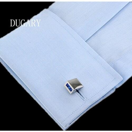 DUGARY Jewelry french shirt cufflink for men designer Cuffs link Button male blue crystal High Quality Wedding Free Shipping