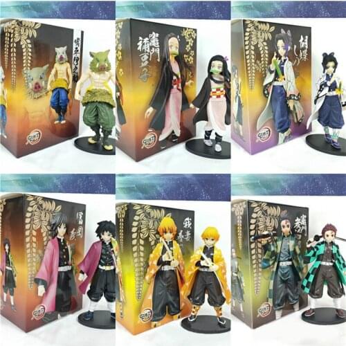 Anime Demon Slayer Figure Kamado Tanjirou Nezuko Action Figures PVC Model Toys Zenitsu Figurine Inosuke Kimetsu No Yaiba Figura