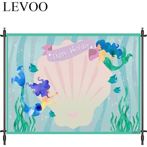 LEVOO Photography Backdrop Mermaid Painting Birthday Cartoons Watercolor Backdrop Photocall Photobooth Studio Shoot Fabric