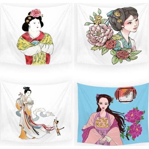 Woman in ancient costume moon tapestry tapestry aesthetic tapestry wall hanging tapestry wall anime boho wall hanging boho wall