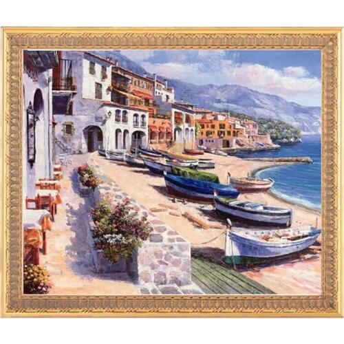 Golden panno,Needlework,Embroidery,DIY Landscape Painting,Cross stitch,kits,14ct beach Cross-stitch,Sets For Embroidery