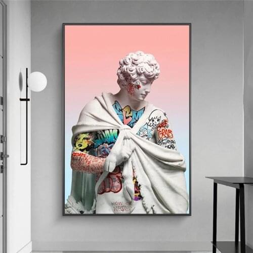 Canvas Painting Head Portrait Mural Nordic Sculpture Abstract Art Poster and Prints Wall Art Pictures for Living Room Decor