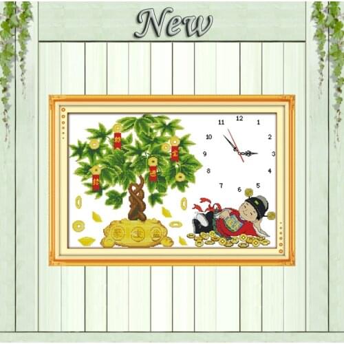 Bring in wealth treasure money tree paintings counted print on canvas DMC 14CT 11CT Cross Stitch Needlework Sets Embroidery kits
