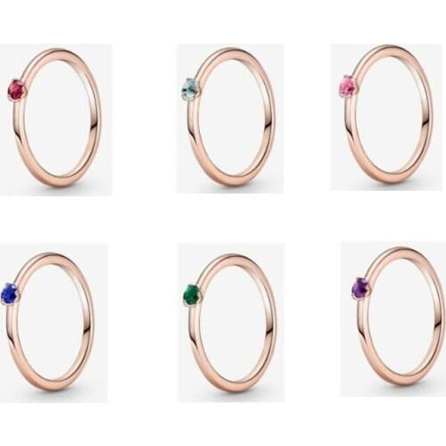 Rose Gold Color Jewelry Colorful Solitaire Rings for Women 2021 Valentines Wedding Ring Gift For Friends Wholesale