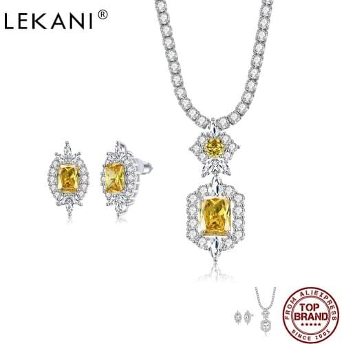 LEKANI Luxury Style Jewelry Sets For Women Inlay Full Cubic Zirconia Elegent Accessory Daily Earrings Necklace Jewelry Sets